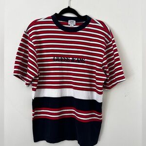 Vintage 90’s Guess by Georges Marciano Cotton Red and Navy Striped Tee S/M